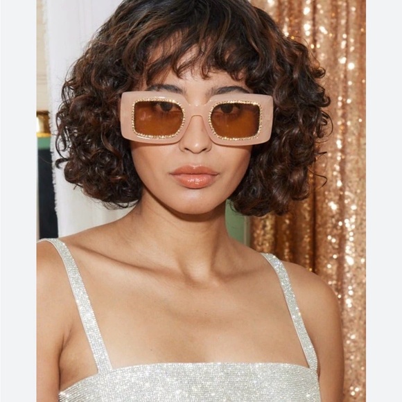 12th Tribe Accessories - 12th Tribe Beige and Glitter Sunglasses with Brown Lenses NWT